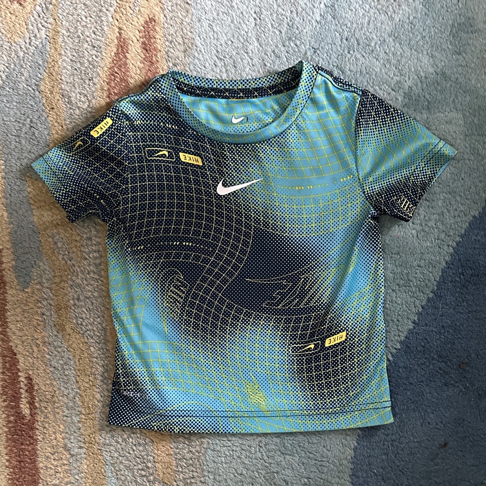 Nike Blue and Yellow Kids Short Sleeve Tee